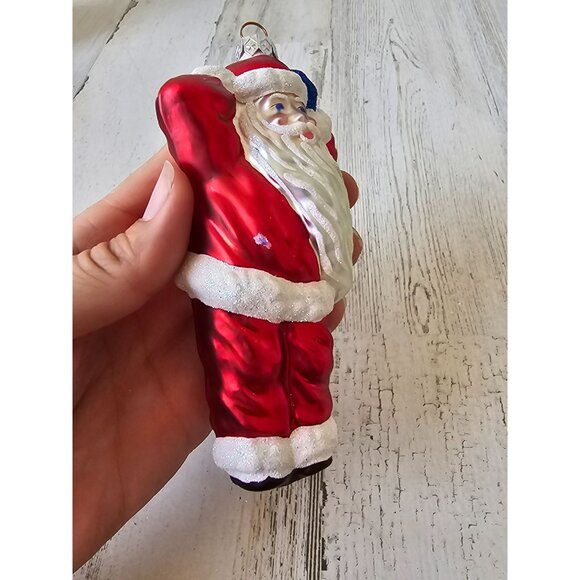 Patricia breen? Santa glitter red glass ornament Xmas tree - Picture 7 of 8